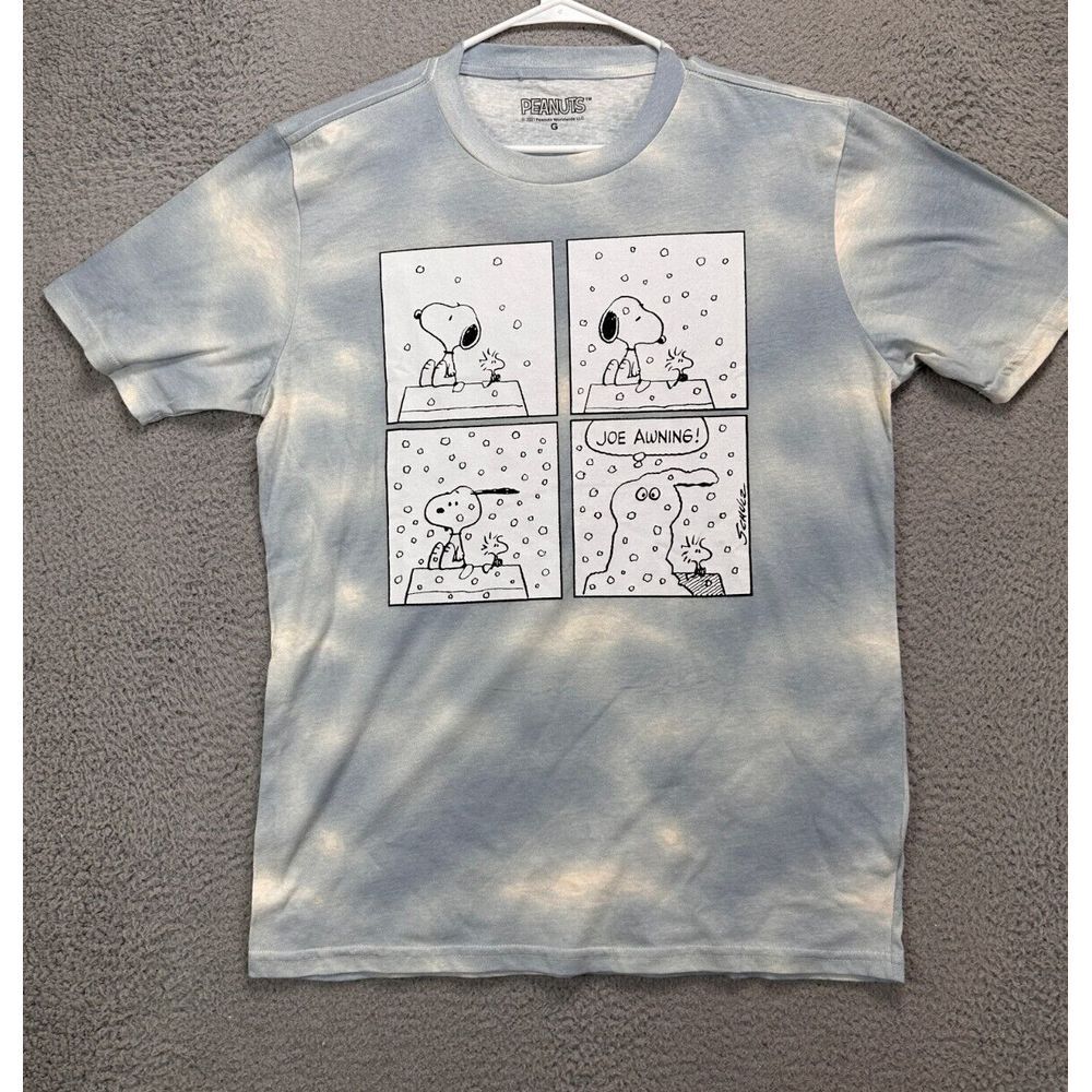 Peanuts Snoopy T-Shirt Unisex Adult Large Blue Tie Dye Short Sleeve Tee Mens
